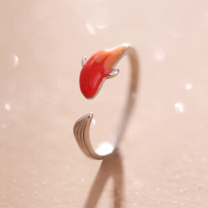 Buddha Stones Koi Fish Copper Balance Luck Adjustable Ring Rings BS Copper