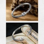 Buddha Stones Tibetan Auspicious Clouds Om Mani Padme Hum Engraved Creativity Bracelet Bangle Bracelet Bangle BS 4