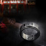 Buddha Stones Bagua Yin Yang Titanium Steel Balance Rotatable Ring Ring BS 5
