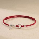 Buddha Stones 925 Sterling Silver Auspicious Clouds Peace Buckle Safe And Sound Bracelet Anklet (Extra 30% Off | USE CODE: FS30) Bracelet BS Dark Red Anklet(Circumference 16-26cm)
