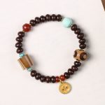 Buddha Stones Natural Tibet Purple Bodhi Seed Dzi Bead God of Wealth Wisdom Bracelet Bracelet BS Yellow God of Wealth (Wrist Circumference 14-15cm)