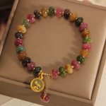 Buddha Stones Natural Colorful Tourmaline Cute Rabbit Charm Positive Bracelet Bracelet BS 4