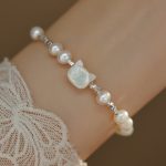 Buddha Stones Pearl Cat Head Tridacna Stone Silver Chain Healing Bracelet 2