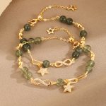Buddha Stones 14K Gold Green Rutilated Quartz Möbius Loop Eternal Love Star Protection Bracelet Bracelet BS 8