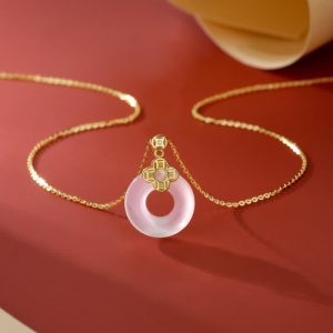 Buddha Stones 925 Sterling Silver Chalcedony Coin Peace Buckle Positive Necklace Pendant Necklaces & Pendants BS Gold