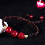 Buddha Stones Cinnabar Blessing Red String Bracelet For Kids Bracelet BS Brown(Wrist Circumference 14cm) 8mm