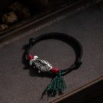 Buddha Stones 925 Sterling Silver Luck Koi Fish Braided Bracelet Bracelet BS 1