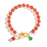Buddha Stones Year Of The Dragon Natural Red Agate Pink Crystal Black Onyx Dumpling Luck Fu Character Bracelet Bracelet BS 6