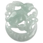 Buddha Stones Year of the Rabbit White Jade Crescent Moon Protection Necklace Pendant Necklaces & Pendants BS 7
