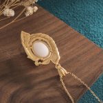Buddha Stones White Jade Peacock Copper Blessing Necklace Pendant Necklaces & Pendants BS 3