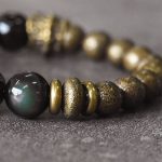 Buddha Stones Rainbow Obsidian Copper Bead Positive Transformation Bracelet Bracelet BS 5