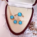 Buddha Stones 925 Sterling Silver Plated Gold Turquoise Protection Ring Earrings Necklace Pendant Set Bracelet Necklaces & Pendants BS 14