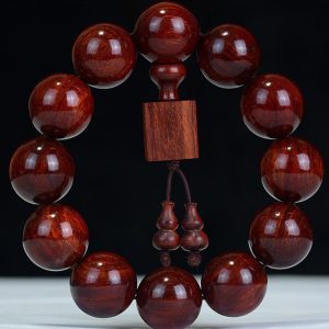 Buddha Stones Tibetan Small Leaf Red Sandalwood Relaxation Bracelet Bracelet BS 25mm*10