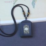 Buddha Stones 999 Sterling Silver Ebony Wood Lotus Inlaid Calm Necklace Pendant Necklaces & Pendants BS 1