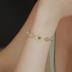 Buddha Stones Natural Hetian Jade Bead Square Pattern Luck Chain Bracelet Bracelet BS 10