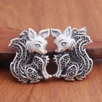 Buddha Stones Tibet 999 Sterling Silver Fox Pattern Two-sided Blessing Necklace Necklaces & Pendants BS 2
