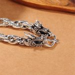Buddha Stones 925 Sterling Silver Dragon Luck Protection Bracelet Bracelet Bangle BS 3