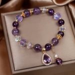Buddha Stones Natural Amethyst Zircon Love Heart Healing Soul Charm Bracelet Bracelet BS 1