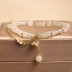 Buddha Stones Tianshan White Jade Bamboo Pattern Luck Blessing Bracelet 8