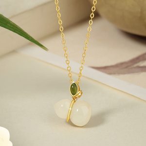 Buddha Stones 925 Sterling Silver Hetian Jade Gourd Abundance Necklace Pendant Necklaces & Pendants BS Hetian Jade