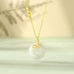 Buddha Stones 925 Sterling Silver Ginkgo Leaf Butterfly Rose Chalcedony Hetian Jade Peace Buckle Fu Character Harmony Necklace Pendant Necklaces & Pendants BS Butterfly Hetian Jade