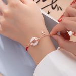 Buddha Stones White Jade Double Koi Fish Peace Buckle Attract Fortune Luck Charm Bracelet Bracelet BS 7