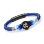 Buddha Stones Buddha Character Ebony Handcrafted Rope Bracelet Bracelet BS Blue 18cm