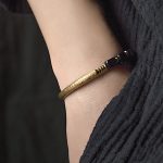 Buddha Stones Black Obsidian Crystal Copper Strength Couple Bracelet Bracelet BS 9