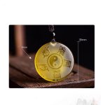 Buddha Stones Taoism Five Sacred Mountains Yin Yang Symbol Liuli Crystal Balance Necklace Pendant Key Chain Necklaces & Pendants BS 12