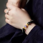 Buddha Stones 925 Sterling Silver Chinese Zodiac Natal Buddha Natural Gold Sheen Obsidian Amber Wealth Protection Bracelet Bracelet BS 10