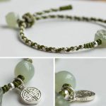 Buddha Stones Handmade Plum Blossom Flower Jade Luck Prosperity Braided Bracelet Bracelet BS 4