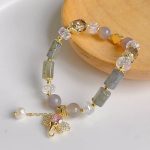 Buddha Stones Amethyst Green Aventurine Strawberry Quartz Positive Elephant Charm Bracelet 29