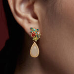 Buddha Stones Water Drop White Jade Red Agate Butterfly Protection Drop Dangle Earrings Earrings BS 7