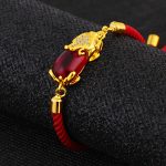 Buddhastoneshop Wealth Attractor Red Agate Pixiu Red String Bracelet