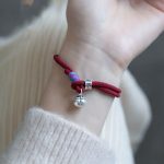 Buddha Stones 925 Sterling Silver Tibetan Handmade Om Mani Padme Hum Persimmon Charm Luck Protection Braided Bracelet Bracelet BS 6