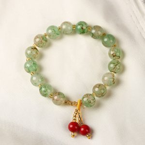 Buddha Stones Liuli Glass Bead Blessing Harmony Bracelet Bracelet BS Green
