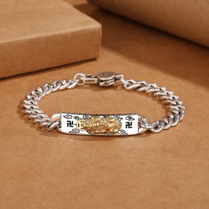 Buddha Stones Om Mani Padme Hum Pixiu Swastika Spring Buckle Wisdom Bracelet Bracelet BS 22cm fit for Wrist Circumference 20cm