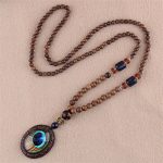 Buddha Stones Tibetan Wenge Wood Bodhi Seed Agate Elephant Protection Necklace Pendant Necklaces & Pendants BS Wenge Wood&Feathers