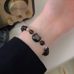 Buddha Stones Natural Ice Obsidian Silver Sheen Obsidian Cute Cat Positive Bracelet Bracelet BS 3
