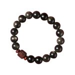 Buddha Stones Natural Gold Sheen Obsidian Rainbow Obsidian Om Mani Padme Hum Fu Character Healing Bracelet Bracelet BS 12