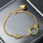 Buddha Stones Round Jade Peace Buckle Gourd Fu Character Auspicious Prosperity Chain Bracelet Bracelet BS 5