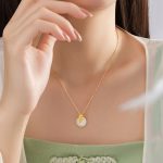 Buddha Stones 925 Sterling Silver Hetian Jade Ginkgo Leaves Prosperity Necklace Pendant Necklaces & Pendants BS 8
