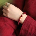 Buddha Stones Natural Cinnabar Lucky Koi Fish Hetian Jade Bead Blessing Bracelet