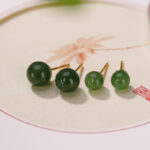 Buddha Stones 925 Sterling Silver Round Cyan Jade Healing Calm Stud Earrings Earrings BS main