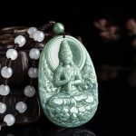 Buddha Stones Natural Jade Avalokitesvara Amulet Wealth Necklace Pendant Necklaces & Pendants BS 1