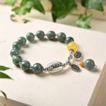 Buddha Stones 925 Sterling Silver Cyan Jade Amber Success Bracelet Bracelet BS 4