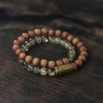 Buddha Stones Green Rutilated Quartz Natural Sandalwood Purification Bracelet Bracelet BS 1