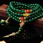 Buddha Stones 108 Beads Natural Green Agate Success Bracelet Mala Mala Bracelet BS 10mm