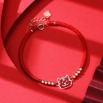 Buddha Stones 925 Sterling Silver Chinese Zodiac Luck Faith Discolor Red String Bracelet Bracelet BS Tiger(Wrist Circumference 15-18cm)