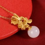 Buddha Stones White Jade 925 Sterling Silver Pearl Flower Blessing Necklace Pendant Ring Earrings Bracelet Necklaces & Pendants BS 9